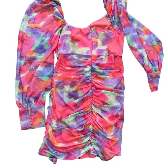 NWT Luxxel Pink Purple V-neckline Penelope Draped Mini Dress Size Large - Picture 4 of 12